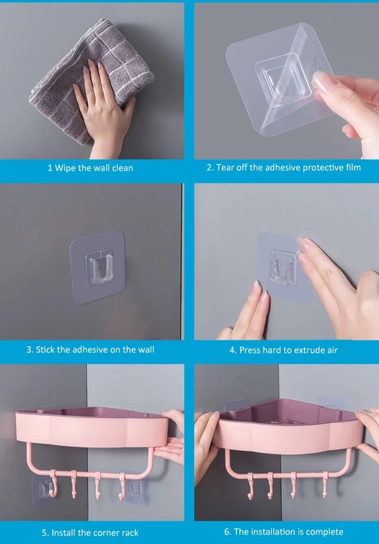 Bathroom Corner Shelf, Wall-Mounted Corner Shelf Storage Rack, kitchen Punch Free Organizer Bathroom Corner Shelf, Wall-Mounted Corner Shelf Storage Rack, kitchen Punch Free Organizer